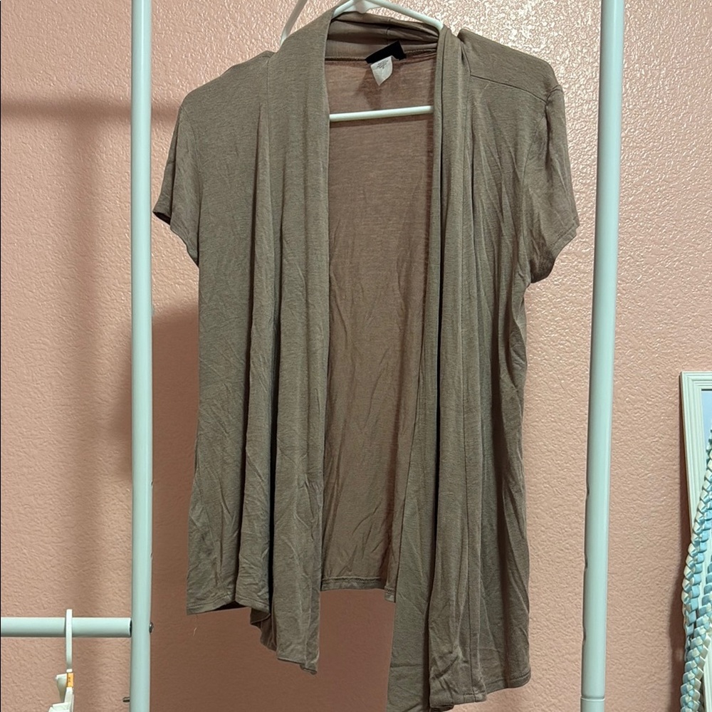 Brown Open Front Cardigan